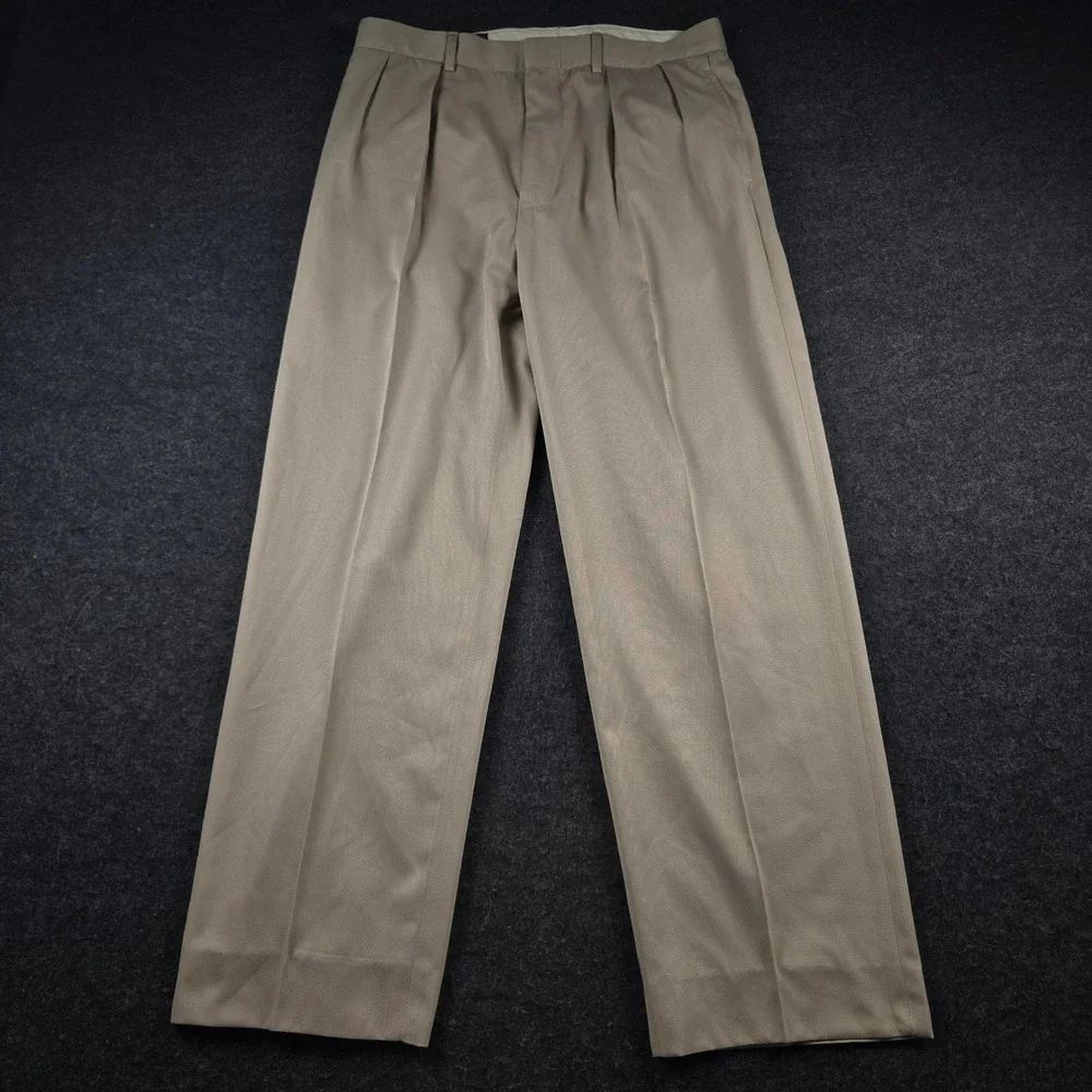 Polo Ralph Lauren Mens (Fits 32x28) Khaki Tan Pleated Pants Chino Trousers 32x30